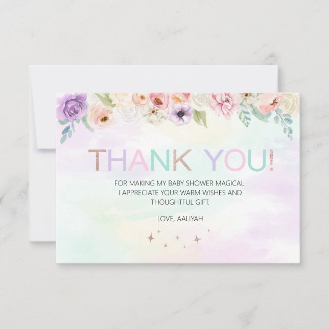 Pastel Rainbow Floral Carte de remerciements (Devant)
