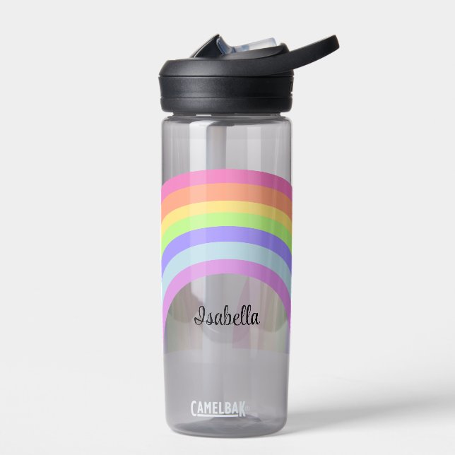 Pastel Rainbow Fügen Sie dem Kind den Namen Wasser Trinkflasche (Links)