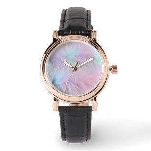 Pastel Rainbow Fur Armbanduhr