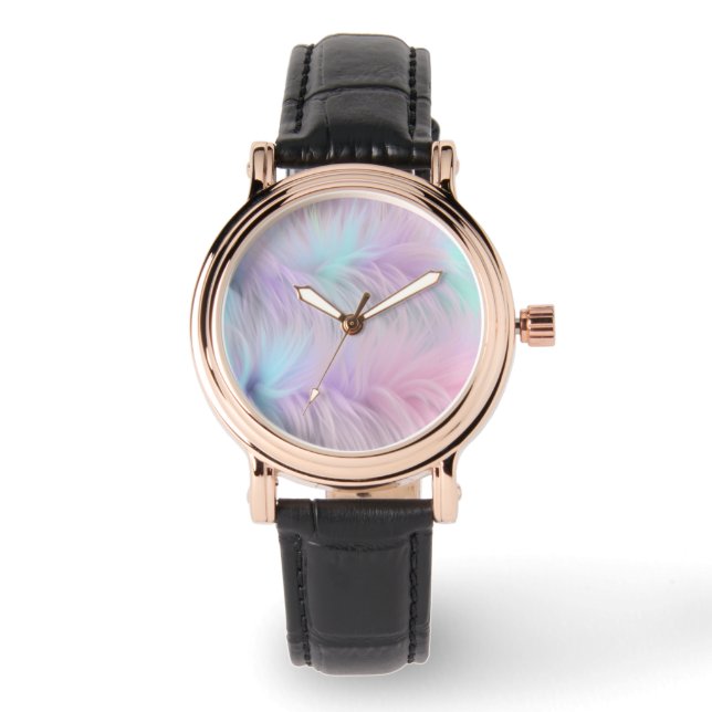 Pastel Rainbow Fur Armbanduhr (Vorderseite)