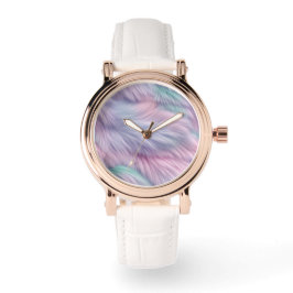 Pastel Rainbow Fur Armbanduhr