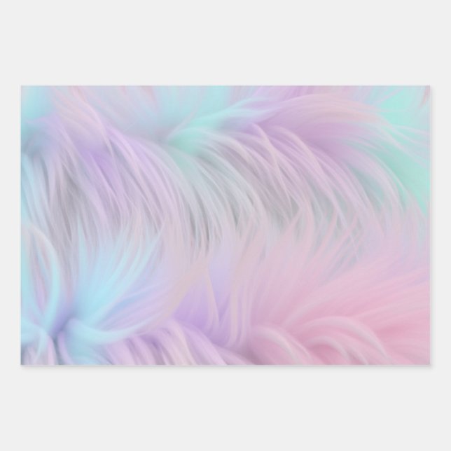 Pastel Rainbow Fur Geschenkpapier Set (Vorderseite)