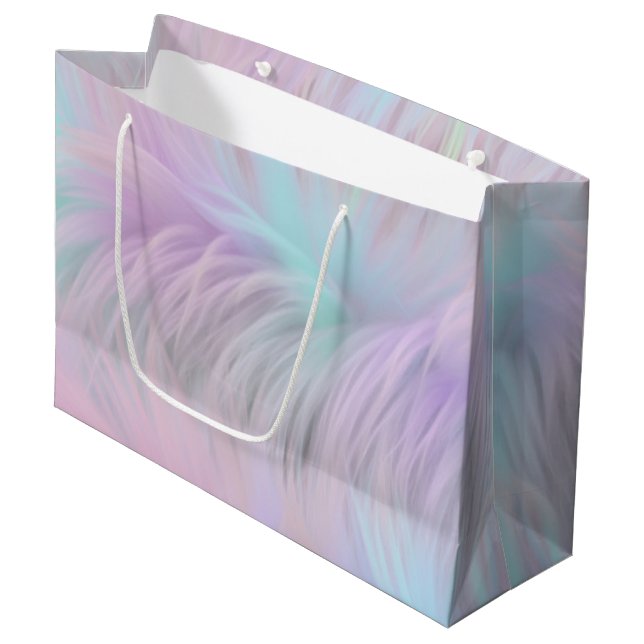 Pastel Rainbow Fur Große Geschenktüte (Vorderseite Schrägansicht)