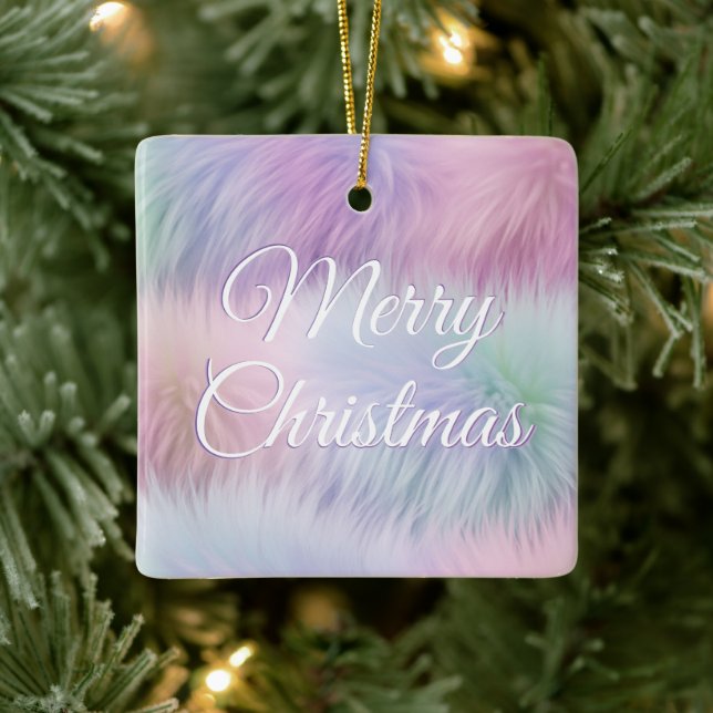 Pastel Rainbow Fur Keramikornament (Baum)