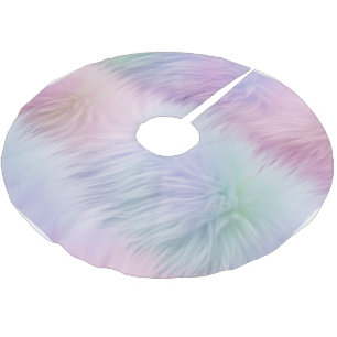 Pastel Rainbow Fur Polyester Weihnachtsbaumdecke