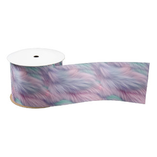 Pastel Rainbow Fur Satinband