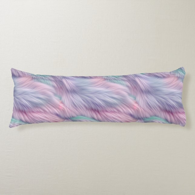 Pastel Rainbow Fur Seitenschläferkissen (Vorderseite)