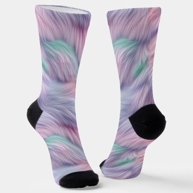 Pastel Rainbow Fur Socken (Gewinkelt)