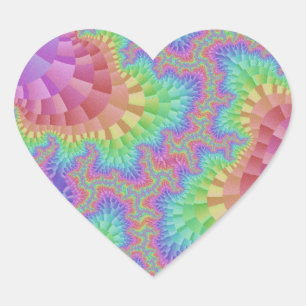 Pastel Rainbow Gear Heart Stickers