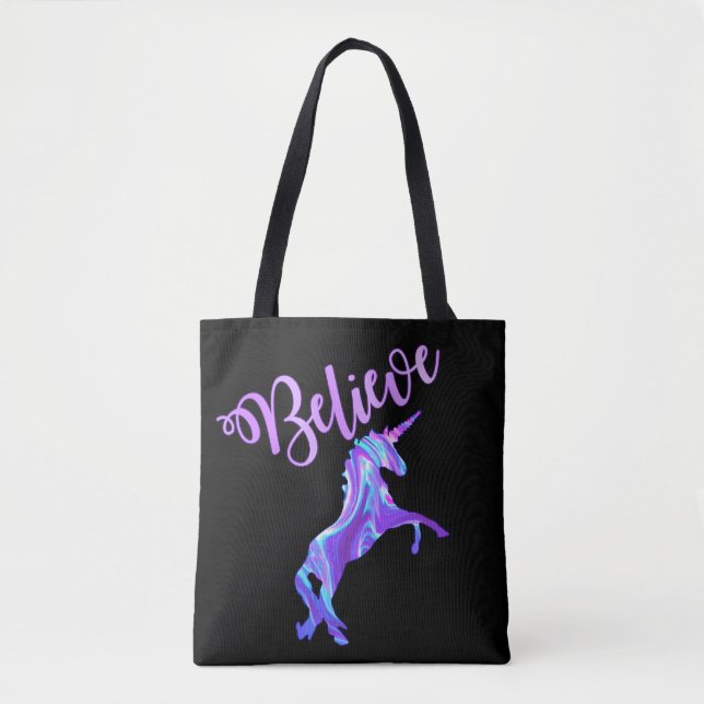 Pastel Rainbow glaubt an Einhörner Tasche (Vorderseite)