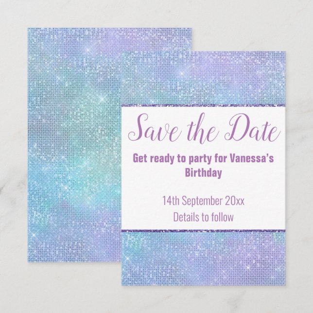 PASTEL RAINBOW GLITZER SAVE THE DATE RSVP-Karte RSVP Karte (Vorne/Hinten)