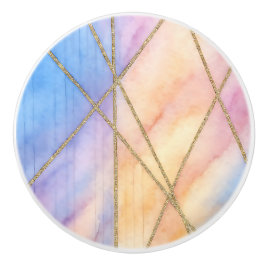 Pastel Rainbow Gold Geometric Abstrakt Zuhause Keramikknauf