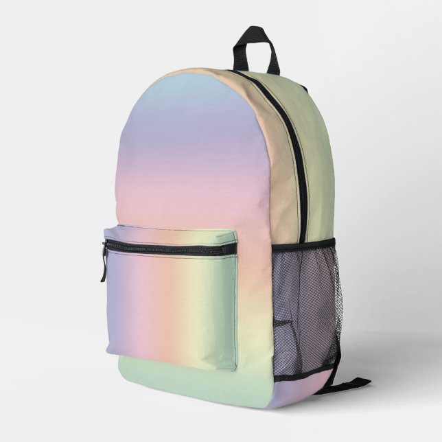 Pastel Rainbow Gradient Bedruckter Rucksack (Rückseitige Ecke Rechts)