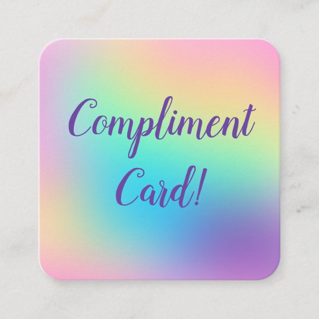Pastel Rainbow Gradient Complient Cards Quadratische Visitenkarte (Vorderseite)