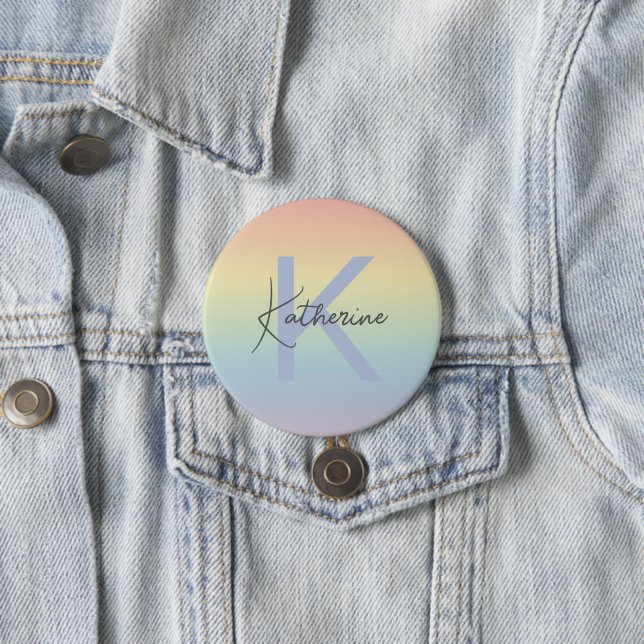 Pastel Rainbow Gradient Monogram Button (Beispiel)
