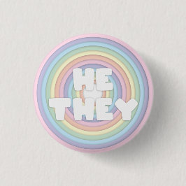 Pastel Rainbow He/they Pronouns Button