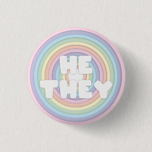 Pastel Rainbow He/they Pronouns Button