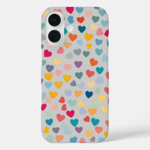 Pastel Rainbow Hearts iPhone 16 Hülle