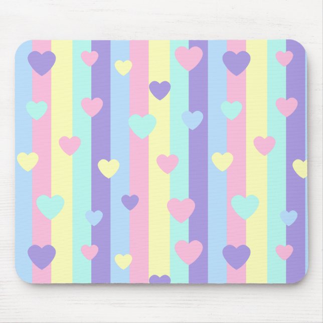  Pastel Rainbow Hearts Mousepad (Vorne)