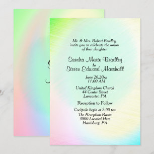 Pastel Rainbow Hochzeit Einladung mit Empfang