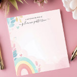 Pastel Rainbow Hört Niedlichen Personalisierten Na Notizblock<br><div class="desc">Fügen Sie mit diesem personalisierten Notizblock eine Touch von Launen und Charme zu Ihren Noten hinzu. Ein sanfter, pastellfarbener Regenbogen, begleitet von zarten Herzen und Laub, schmückt die untere links Ecke. Das helle und luftige Design schafft ein fröhliches und aufregendes Gefühl. Passen Sie dieses Notizblock mit Ihrem eigenen Text an....</div>