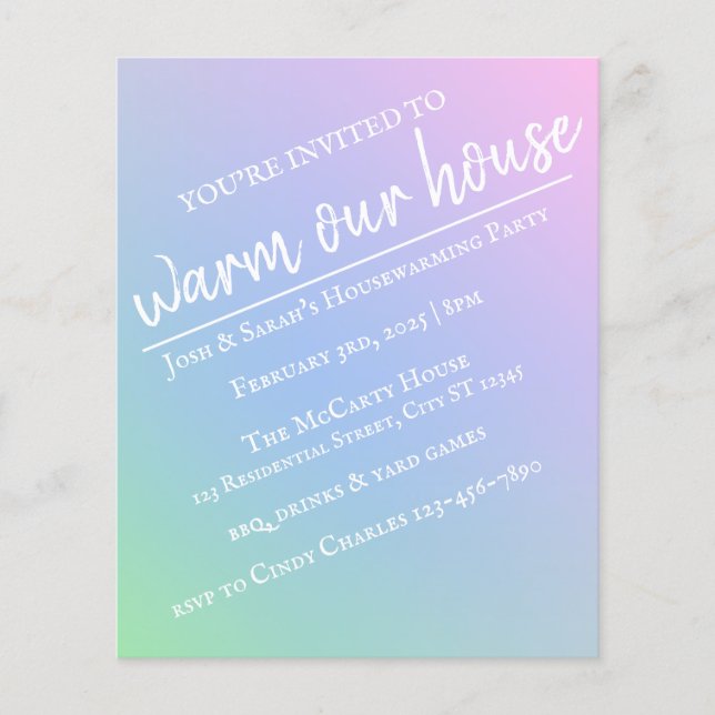 Pastel Rainbow Housewarming Party Flyer (Vorne)