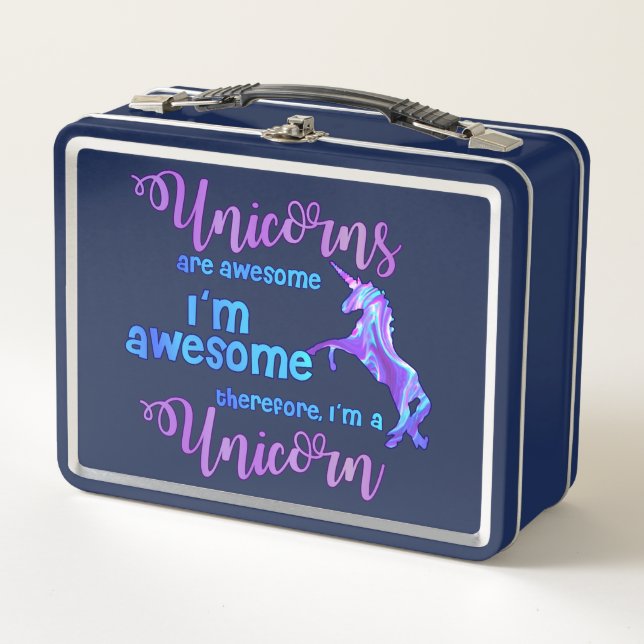 Pastel Rainbow I bin ein Einhorn Metall Lunch Box (Vorderseite)