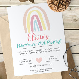 Pastel Rainbow Invitation d'anniversaire