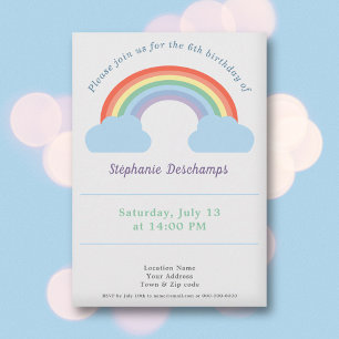 Pastel Rainbow Invitation d'anniversaire