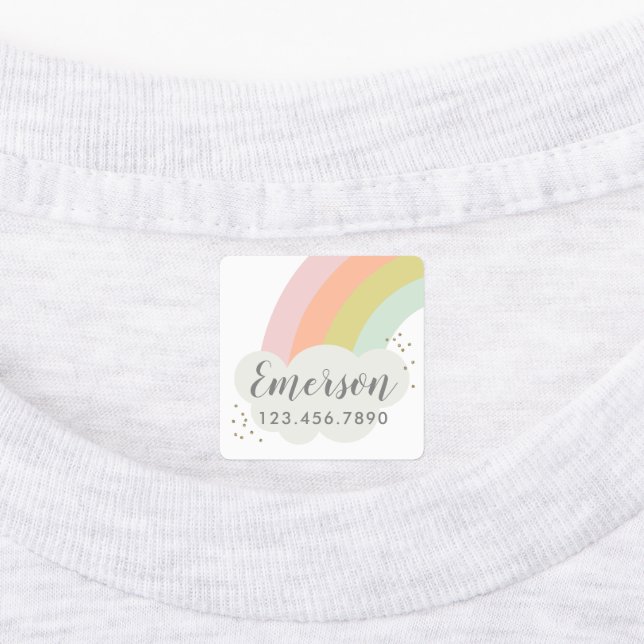 Pastel Rainbow Kids Etiketten (Befestigt)