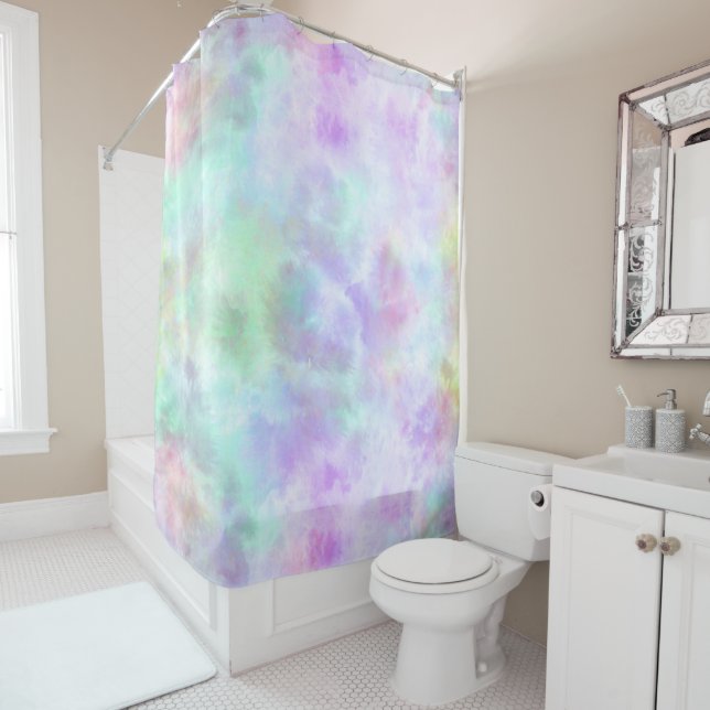 Pastel Rainbow Krawatte-Dye Aquarellmalerei Duschvorhang (Beispiel)