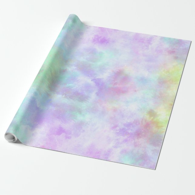 Pastel Rainbow Krawatte-Dye Aquarellmalerei Geschenkpapier (Ungerollt)