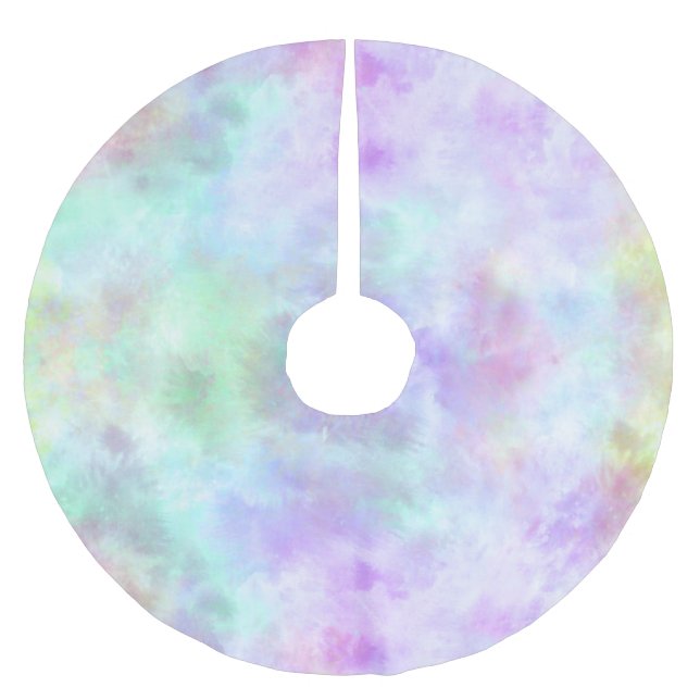 Pastel Rainbow Krawatte-Dye Aquarellmalerei Polyester Weihnachtsbaumdecke (Vorderseite)