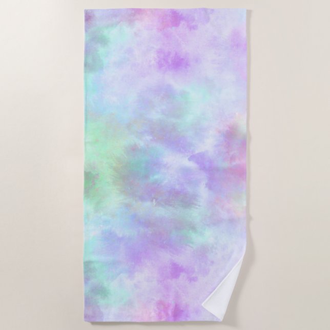 Pastel Rainbow Krawatte-Dye Aquarellmalerei Strandtuch (Vorderseite)