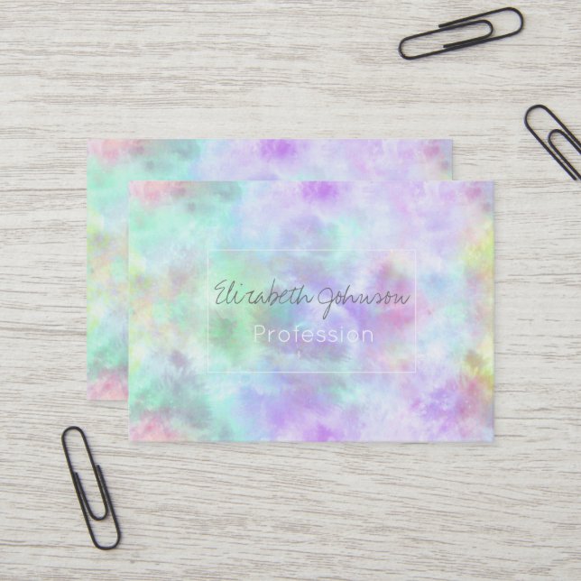 Pastel Rainbow Krawatte-Dye Aquarellmalerei Visitenkarte (Vorderseite/Rückseite Beispiel)