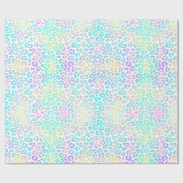 Pastel Rainbow Leopard Muster Geschenkpapier (Flach)