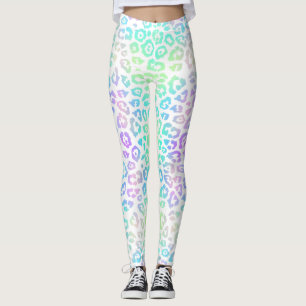 Pastel Rainbow Leopard Muster Leggings