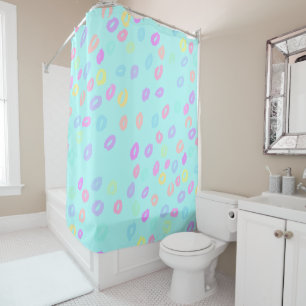 Pastel Rainbow Leopard Print Duschvorhang