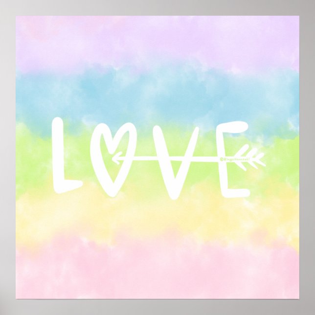 Pastel Rainbow Liebe Poster (Vorne)