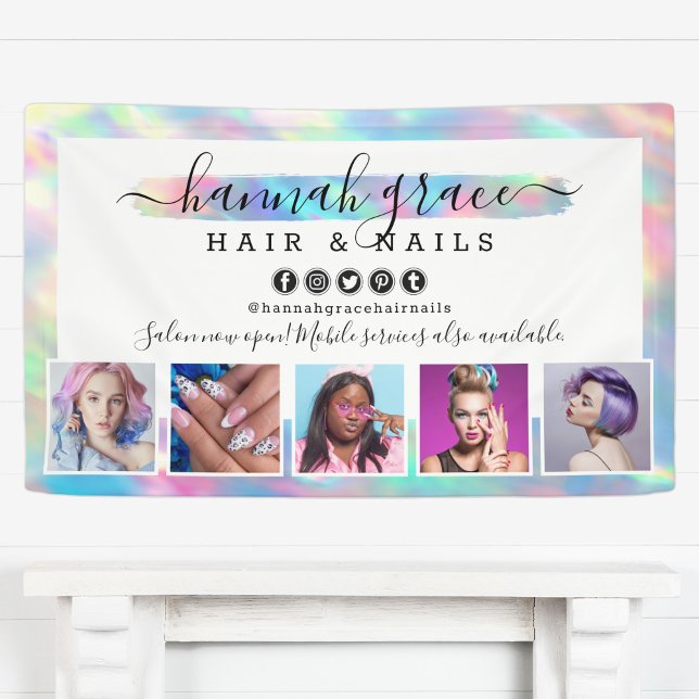 Pastel Rainbow Logo Salon Stylist Marketing Fotos Banner (Von Creator hochgeladen)