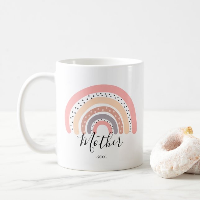 Pastel Rainbow Mama Cute Coffee Mug (Avec donut)