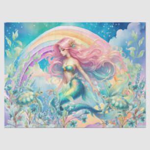 Pastel Rainbow & Mermaid Decoupage Seidenpapier