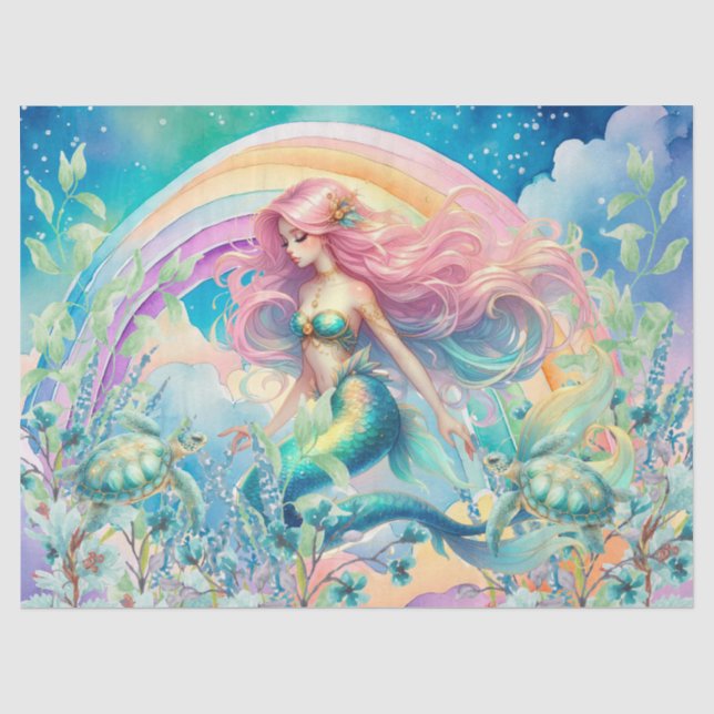 Pastel Rainbow & Mermaid Decoupage Seidenpapier (Vorderseite)