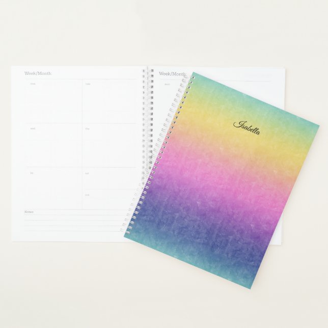Pastel Rainbow mit Skriptname oder Text Planer (Anzeige)