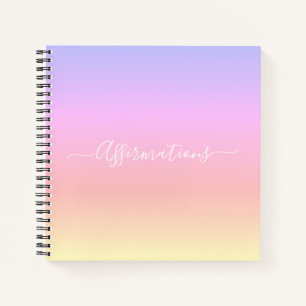Pastel Rainbow mit weißer Typografie-Affirmation Notizbuch