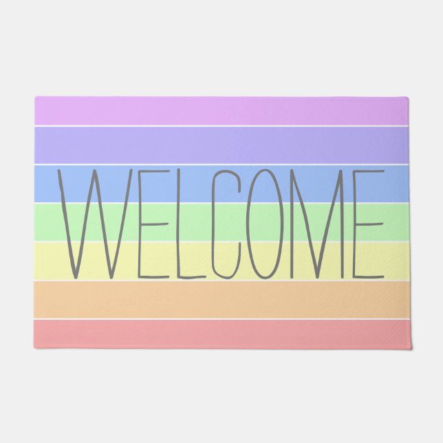 Pastel Rainbow Niedlicher Empfang Fußmatte (Vorderseite)