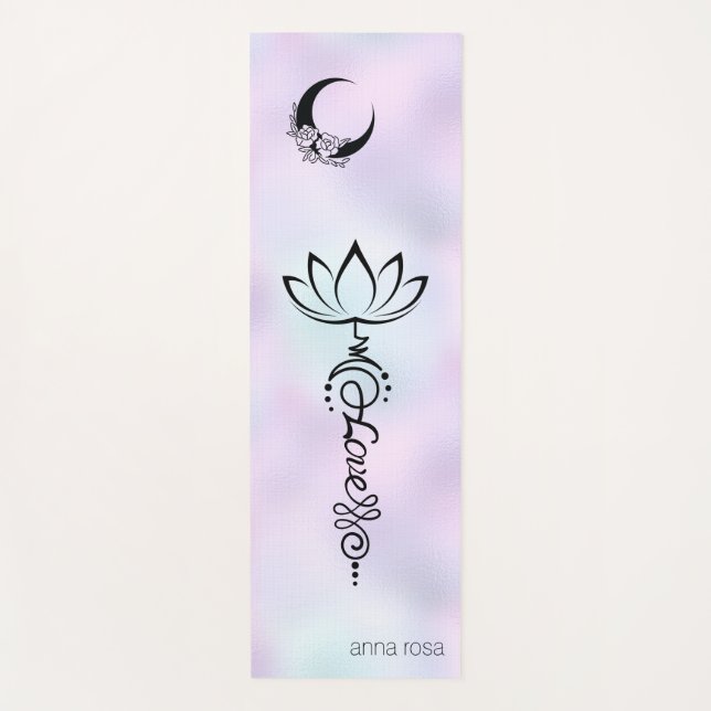 *~* Pastel Rainbow Nirvana Moon Blume Kristall Yogamatte (Vorderseite)