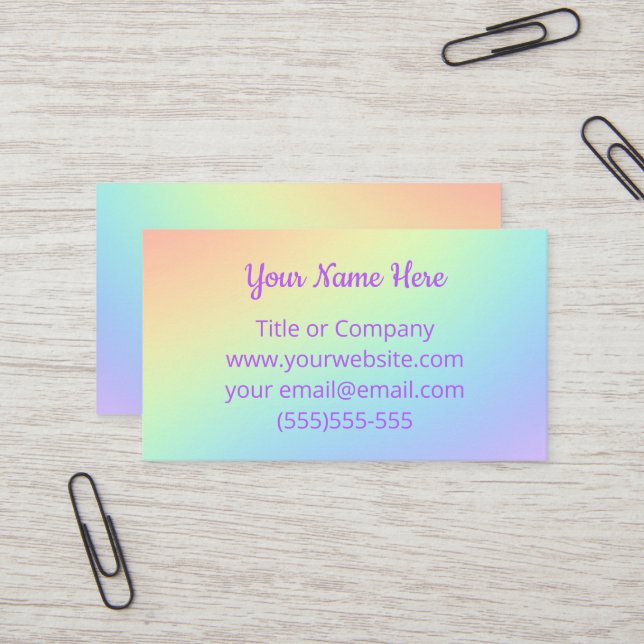 Pastel Rainbow Ombre Business Cards Visitenkarte (Vorderseite/Rückseite Beispiel)