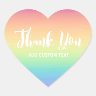 Pastel Rainbow Ombre Custom Vielen Dank Herz-Aufkleber