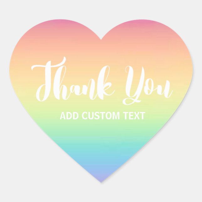 Pastel Rainbow Ombre Custom Vielen Dank Herz-Aufkleber (Vorderseite)